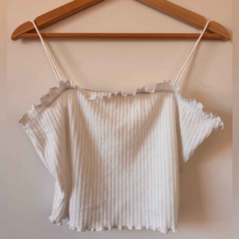 White Ruffled Cropped SHEIN Top Size L